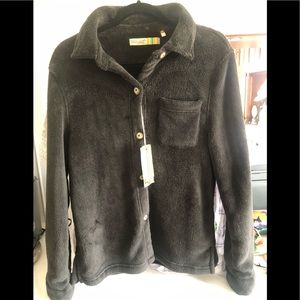 True Grit black chenille button up shirt